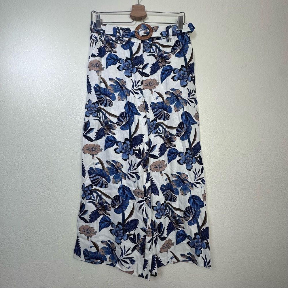 Sigrid Olsen Floral Belted Linen Blend Pants Size… - image 3